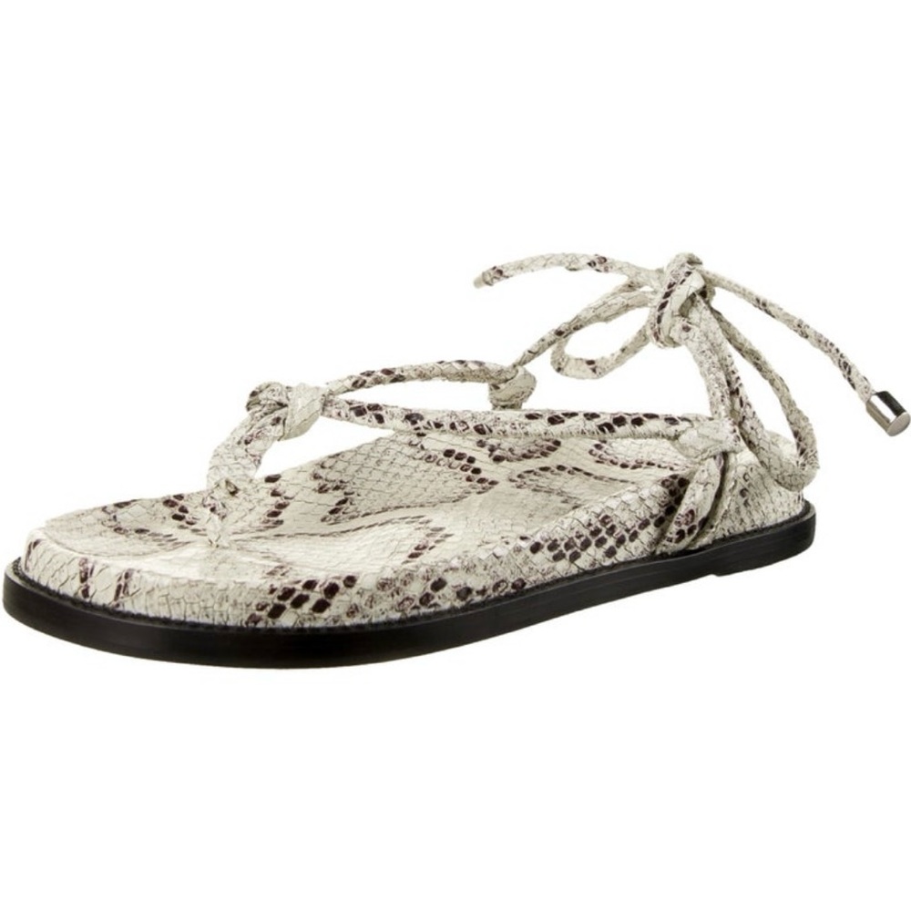 SCHUTZ Cream and Black Snakeskin Sandals